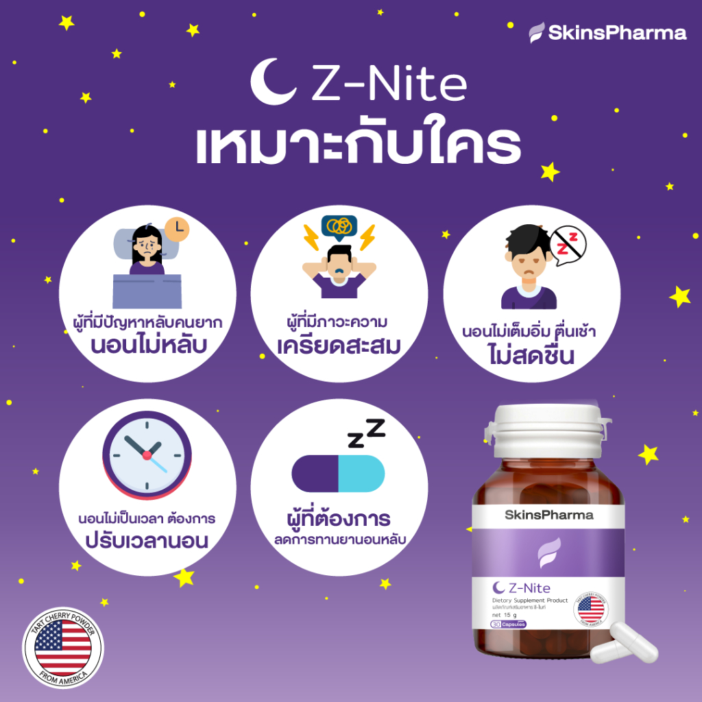 Z-Nite ซี-ไนท์ 30 แคปซูล L-Theanine 98% + GABA + B12 + Ginkgo รูปที่ 3