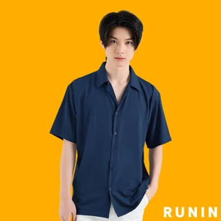 RUNIN-รันอิน เสื้อเชิ้ตเกาหลี แขนสั้น สีพื้น ไม่ต้องรีด ผ้านิ่มนุ่ม เบา ใส่สบาย ระบายความร้อนได้ยอดเยี่ยม