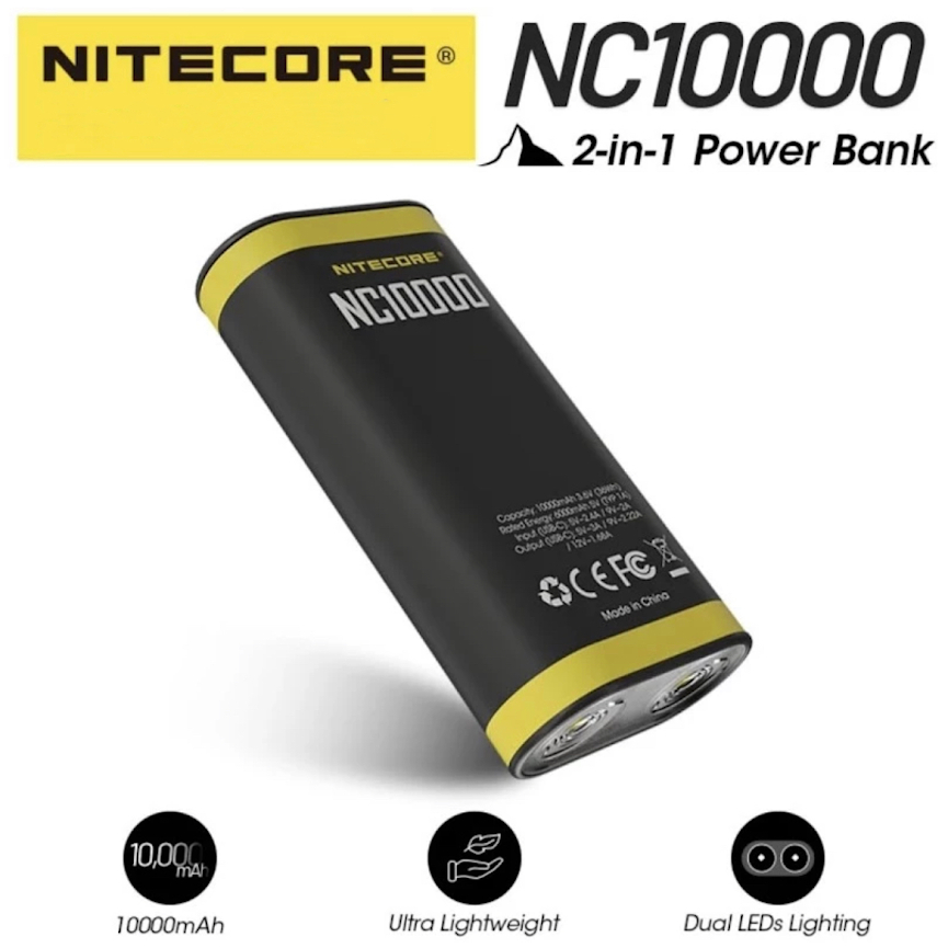 พร้อมส่ง NITECORE NC10000 Mobile Power Bank ไฟฉาย Led แบบ Dual 10000MAh PD QC3.0 Quick Charge