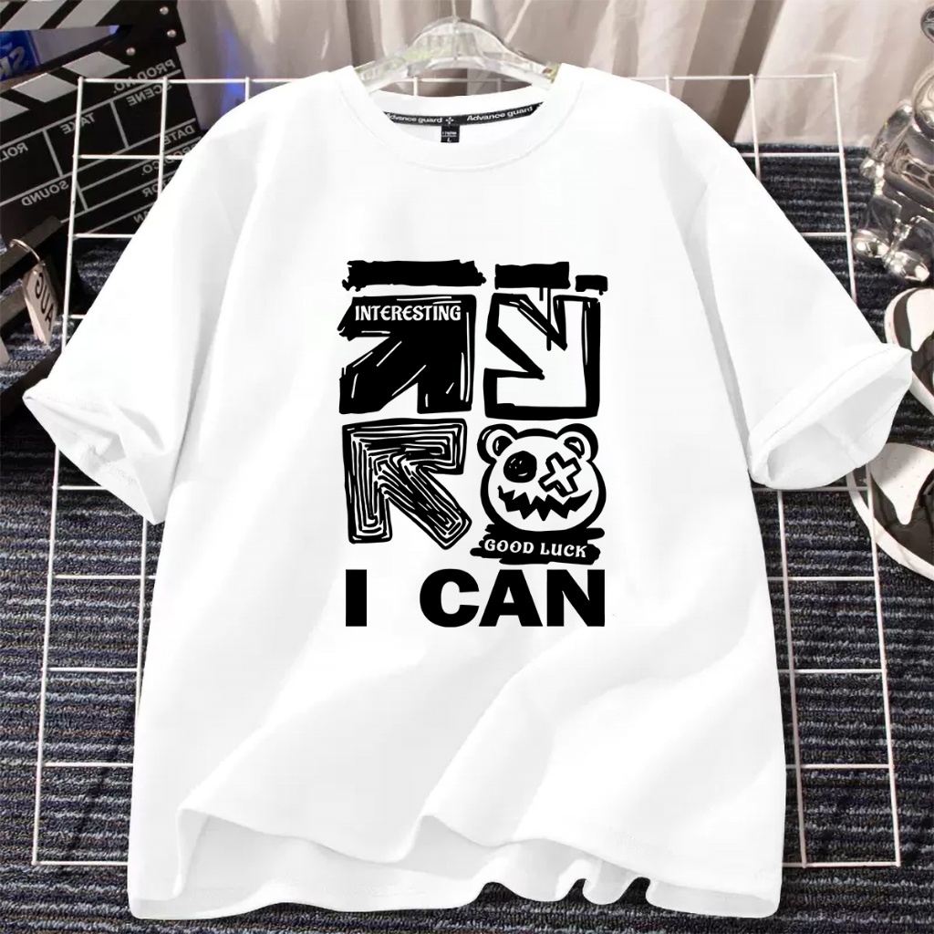 D540 จัดส่งด่วนเสื้อยืดคอกลมแขนสั้นลายสวยผ้าดีใส่ได้ทั้งชายและหญิง