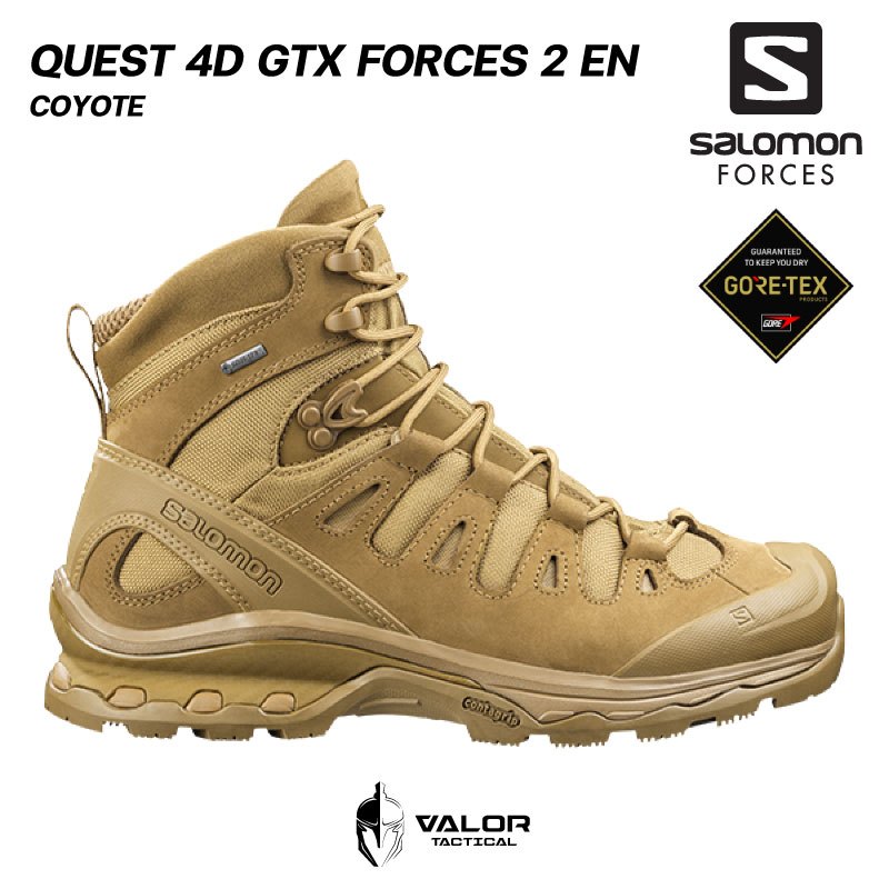 Salomon - Quest 4D GTX FORCES 2 [Coyote] รองเท้าผู้ชาย สีทราย ทหาร คอมแบท รองเท้าเดินป่า ลุยน้ำลุยโค