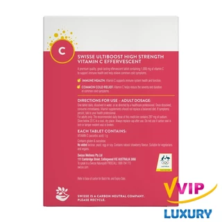 exp.08/2028 วิตามินซีเม็ดฟู่ Swisse Vitamin C 60 Effervescent Tablets