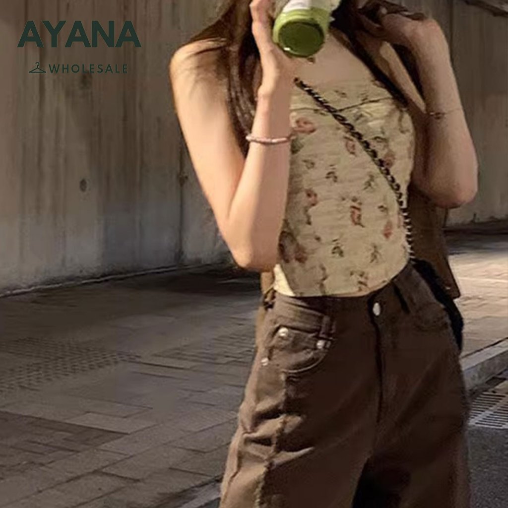 เสื้อเกาะอกเปิดไหล่ สำหรับผู้หญิง ลายดอกไม้น่ารักๆ