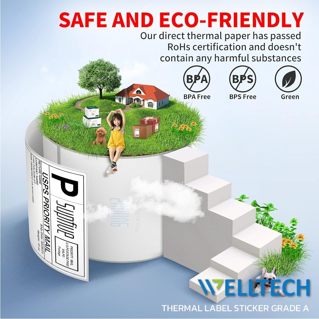 WELLTECH กระดาษปริ้น ใบปะหน้าพัสดุ 100x150 สติ๊กเกอร์ความร้อน Thermal Label 4*6 [ยกลัง 12 ม้วน] - รูปที่ 6