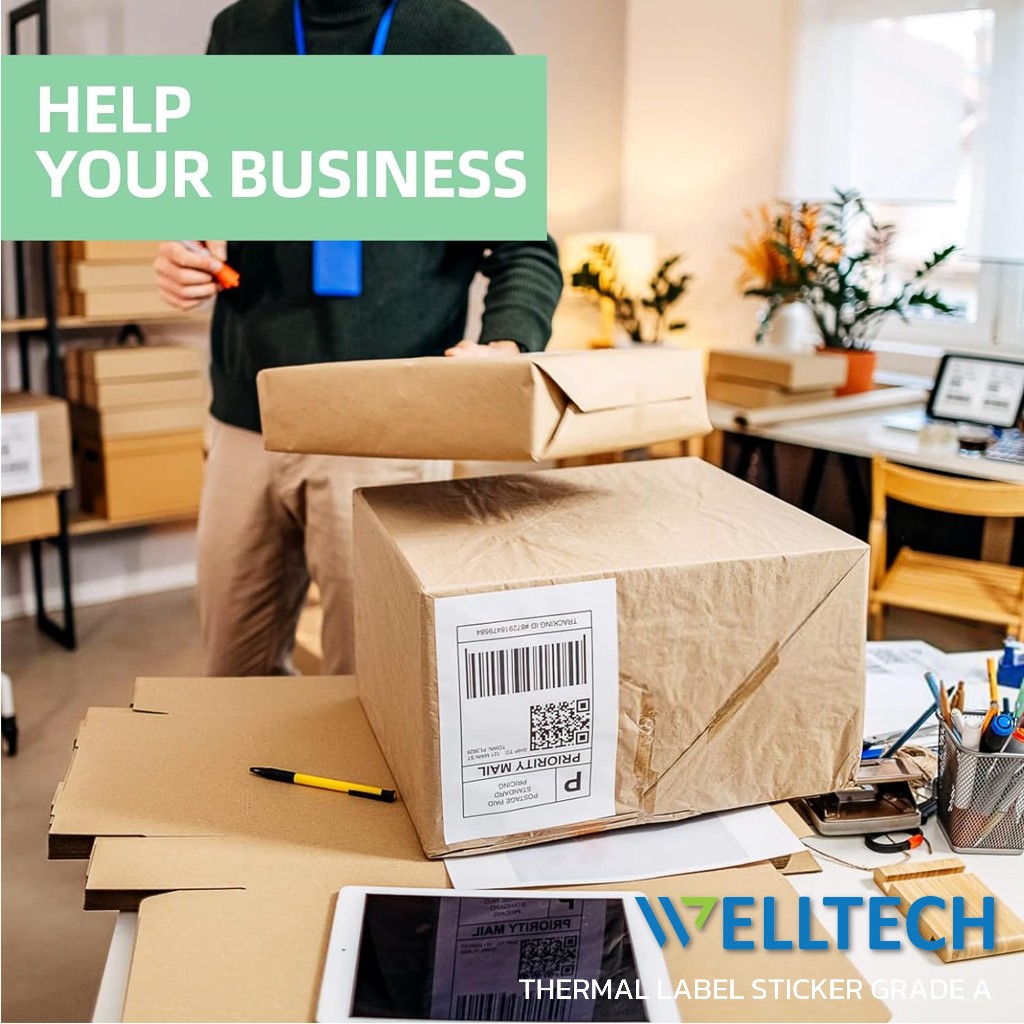 WELLTECH กระดาษปริ้น ใบปะหน้าพัสดุ 100x150 สติ๊กเกอร์ความร้อน Thermal Label 4*6 [ยกลัง 12 ม้วน] - รูปที่ 5