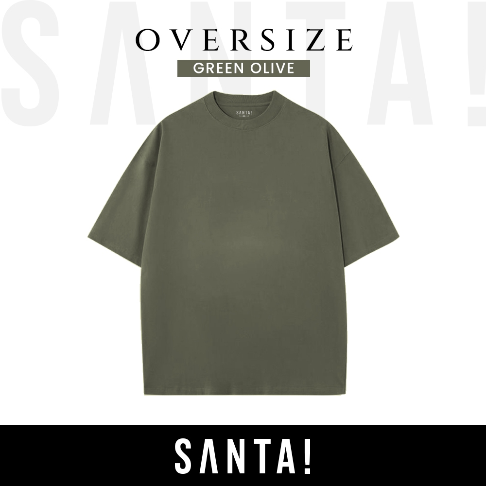 SANTAi | เสื้อยืดทรง Oversize [สีเขียวทหาร] ทรงสวย ผ้าหนา คอไม่กว้าง
