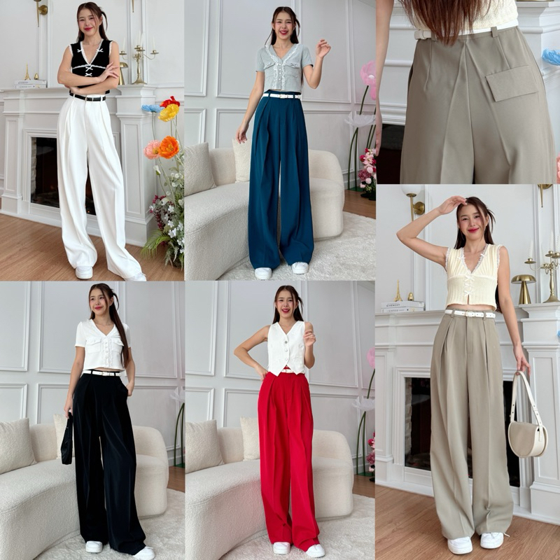 Wavy Pants กางเกงผ้าญี่ปุ่น จีบทวิส ทรงสวยมาก