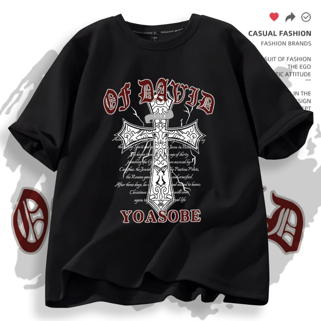 D599เสื้เสื้อยืดแขนสั้ง ผ้านุ่มยืดได้ใส่สบายฯ ลายแฟชั่งสวยน่ารักใส่ได้ทั้งชายและหญิง