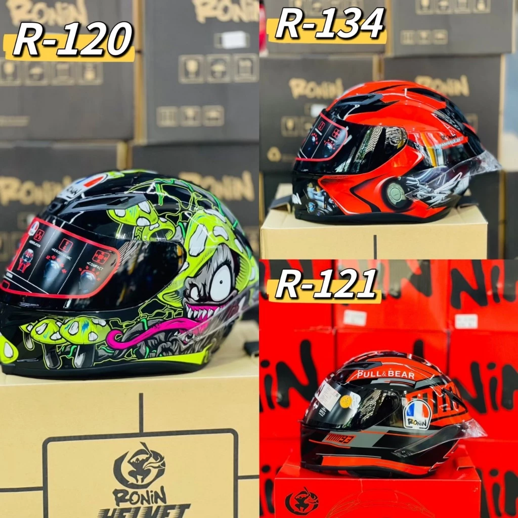 หมวกกันน็อค Ronin รุ่น R (มีแค่ไซต์L) รอบศรีษะไม่เกิน 59-60cm.   **สินค้ามีหลายลายให้เลือก** - รูปที่ 1