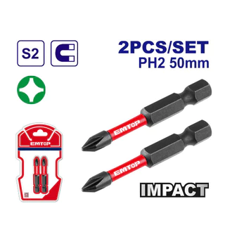 EMTOP ดอกไขควงกระแทก แพ็คละ 2 ชิ้น รุ่น ESBTM5PH250 [ Impact screwdriver bits ]