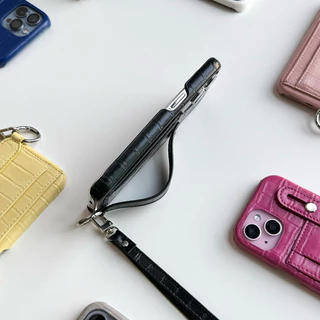 [i17]พร้อมส่ง 10โทนสี 🎀🍌T10S18 เคสคล้องมือสะพายบัตร S2 (1) เคสหนังใส่บัตรคล้องมือ+สายสะพาย เคสไอโฟน for iPhone17Promax