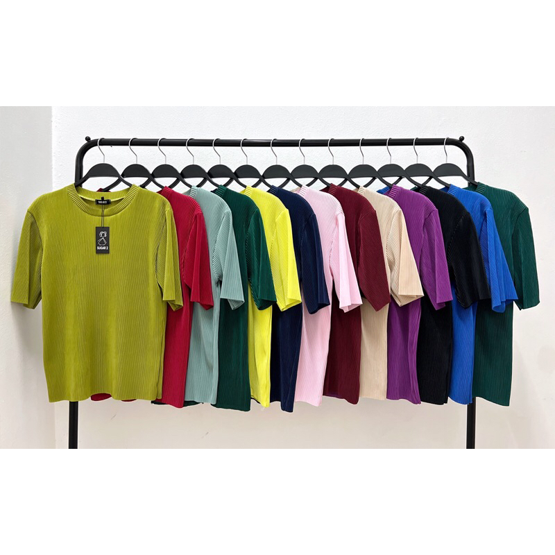 เสื้อคอกลมแขนศอก ผ้าอัดพลีท เนื้อผ้าบาง ใส่สบาย ไซส์36-45 *งานป้าน Sugarใส่ได้ทั้งสาวไซส์เล็กไซส์อวบ