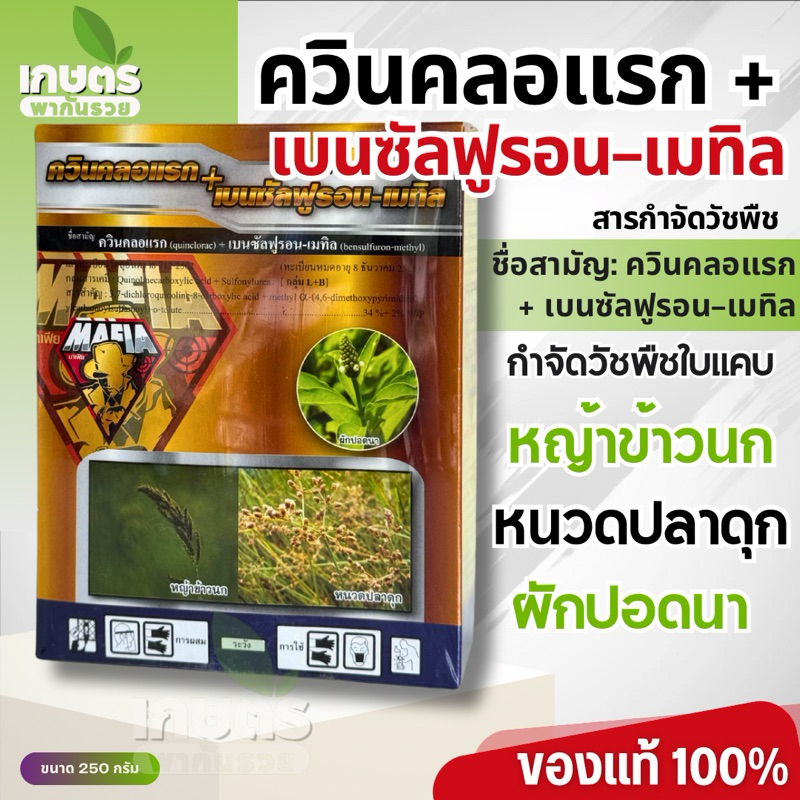 (250 กรัม) ควินคลอแรก+เบนซันฟูรอน-เมทิล กำจัดหญ้าข้าวนก ผักปอดนา หนวดปลาดุก
