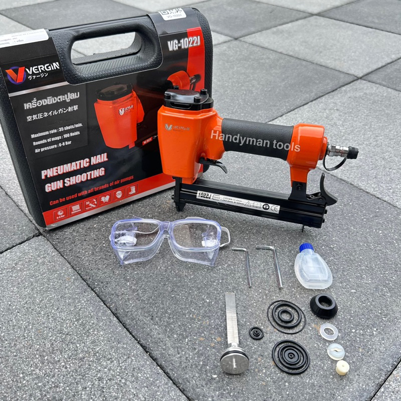 VERGIN เครื่องยิงตะปู เครื่องยิงตะปูลม ขาคู่ รุ่น1022J ใช้กับลูกแม็ก 8-22mm ใช้กับปั๊มลม 25 ลิตรขึ้น