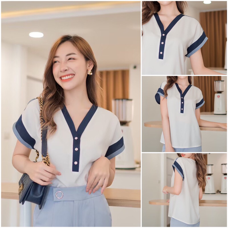 เสื้อคอวี แมทช์คู่สี #l154shop_486