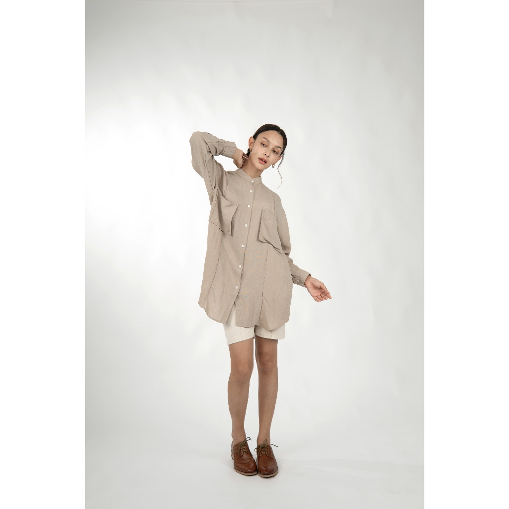 QueenCows ชุดให้นม Tess Dress Shirt  (Khaki)