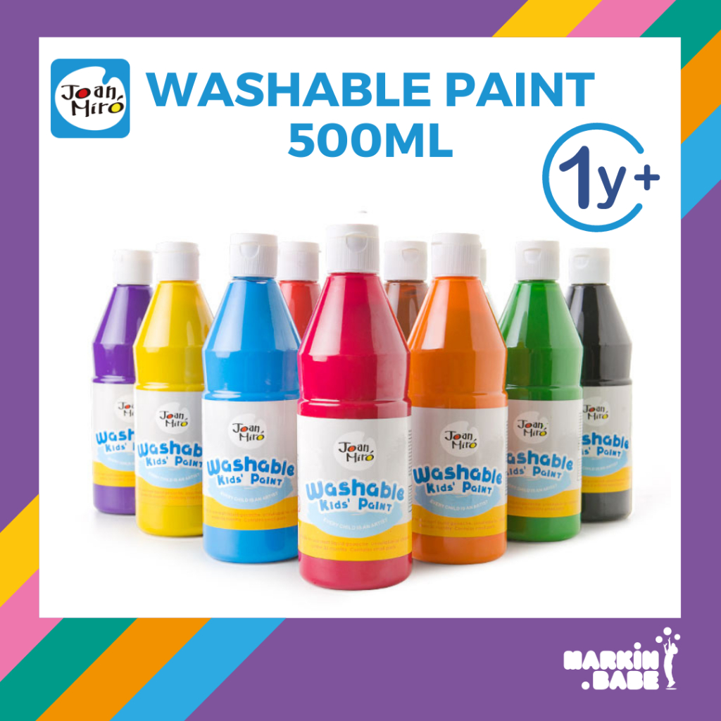 JOAN MIRO I WASHABLE PAINT 500ML 12 COLORS I สีฟิงเกอร์เพ้นท์ [แถมที่ปั้ม] ขวดใหญ่สุดคุ้มขนาด 500ml. I MARKIN.Babe