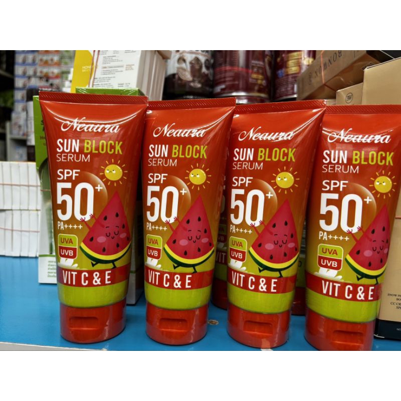 (พร้อมส่ง1 หลอด)0Neaura Sun Block Serum SPF50+ PA++++ 150 กรัม