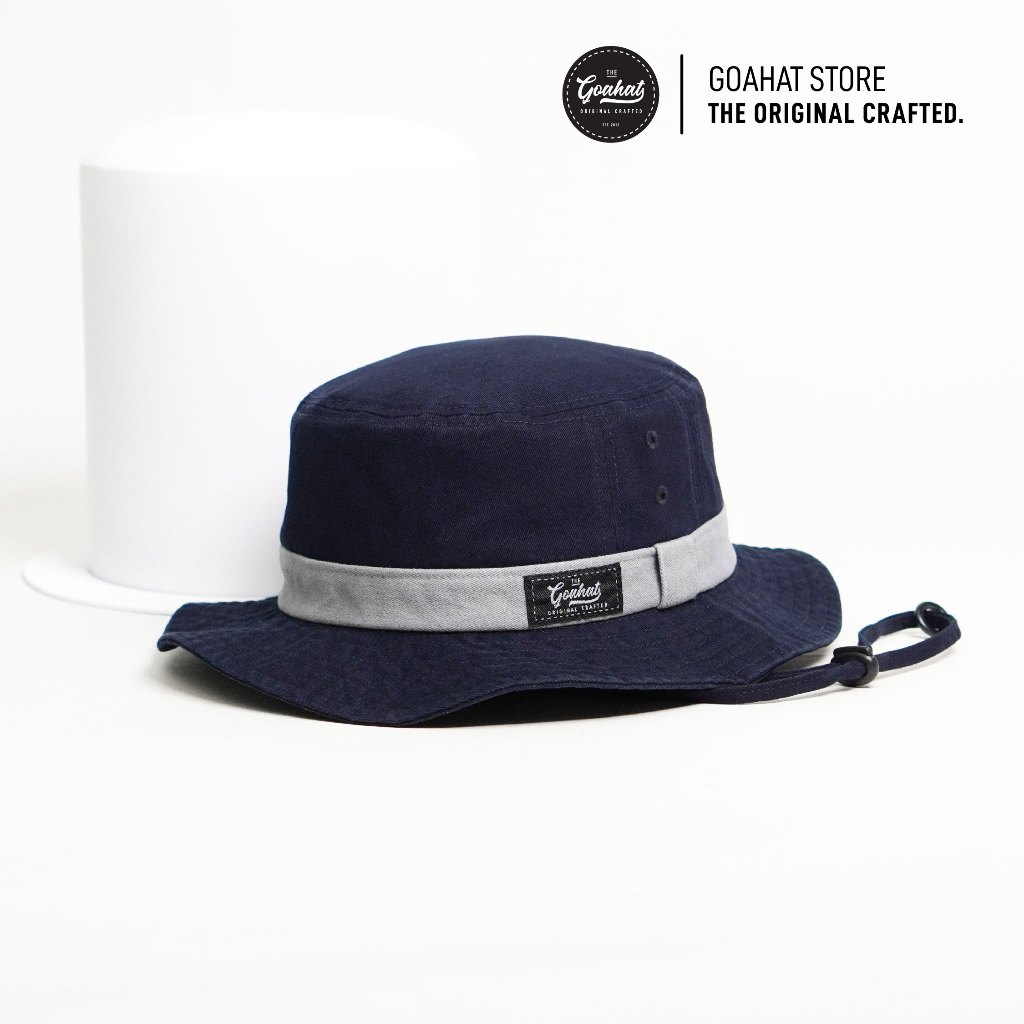 G002 Navy หมวกเดินป่า สไตล์สตรีทวินเทจ งานคอตตอนฟอกพิเศษ สีทูโทน เบา สวย ใส่สบาย