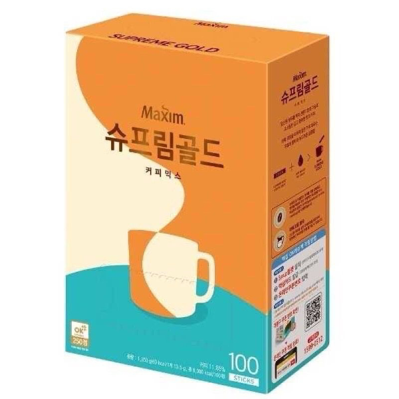 [🚚พร้อมส่ง] 슈프림골드커피믹스 กาแฟ 3 in 1 สูตรพรีเมี่ยม Maxim Supreme Gold  100 ซอง