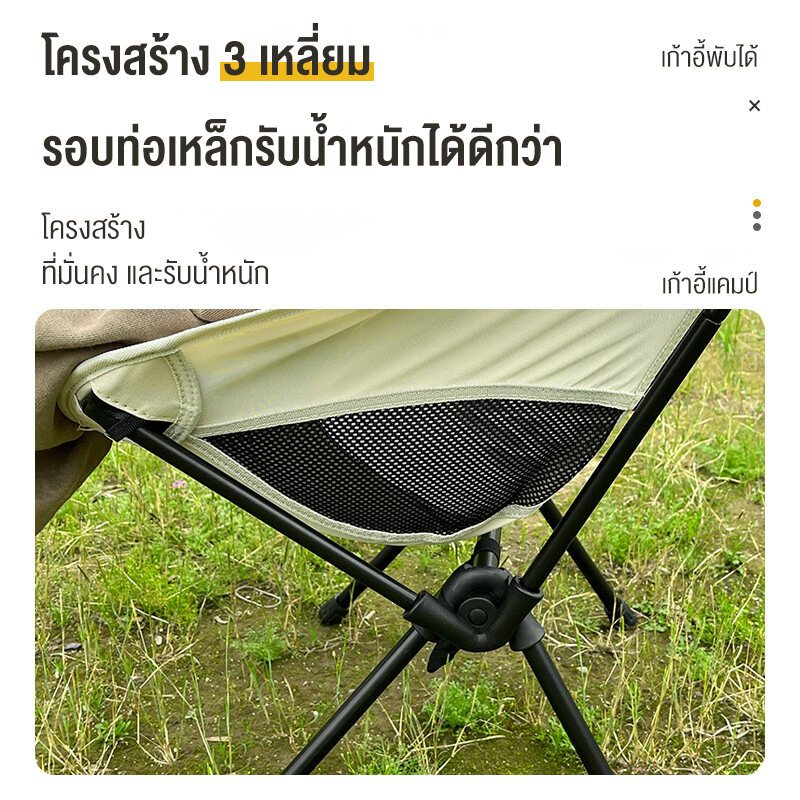 DoDo เก้าอี้แคมป์ปิ้ง พับเก็บได้ เก้าอี้พับ ปิคนิคกลางแจ้ง รับน้ำหนักได้500kg - รูปที่ 3