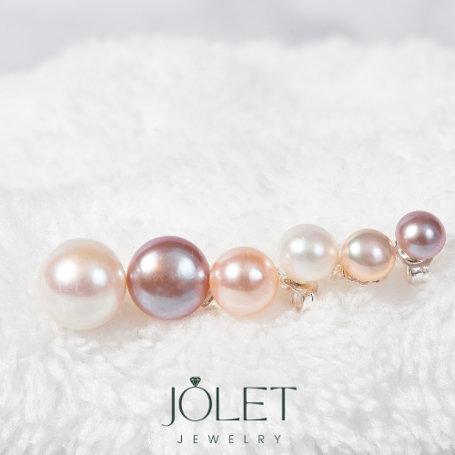 jolet ต่างหูไข่มุก ต่างหูก้าน ไข่มุกแท้แบบก้านเงิน 92.5%