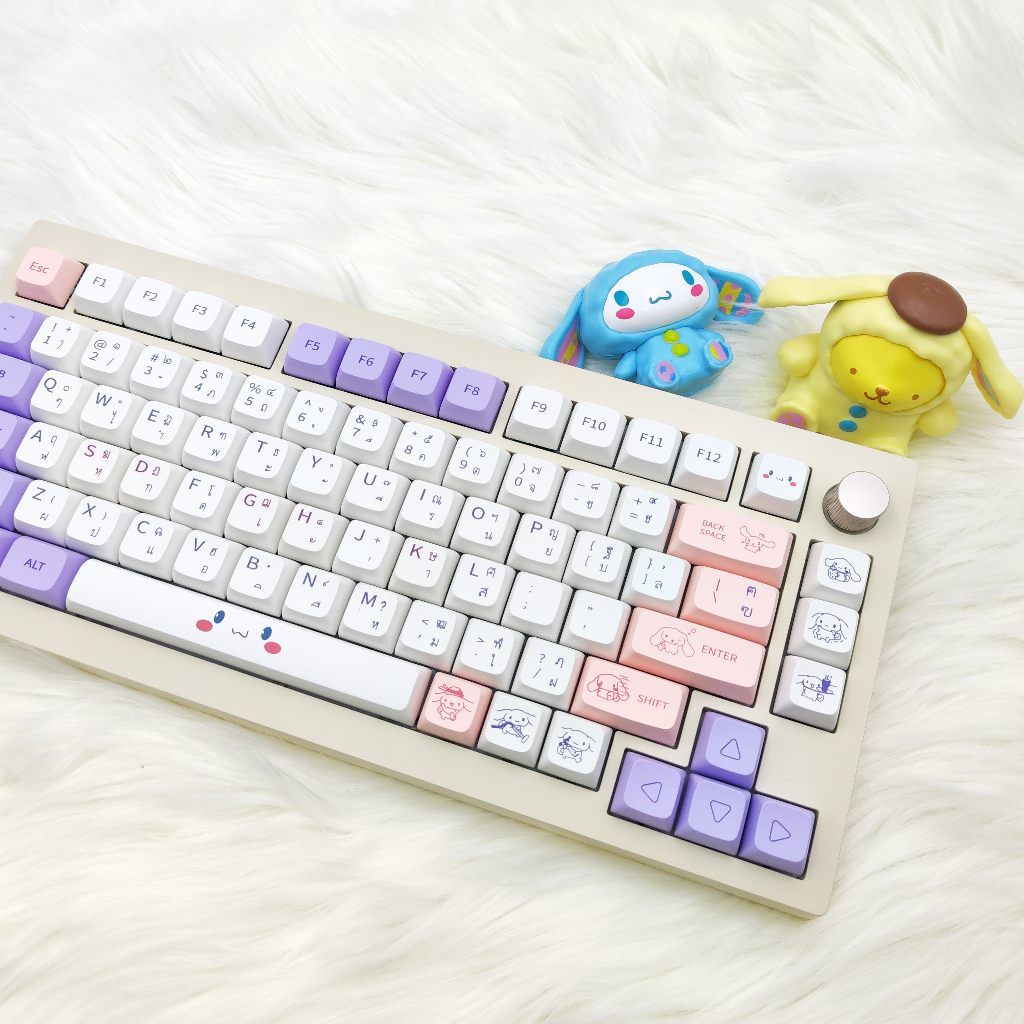 ⚡พร้อมส่งจากไทย⚡PBT Keycap XDA Sublimation Unique Cinnamon Dog Cute Mechanical Keyboard
