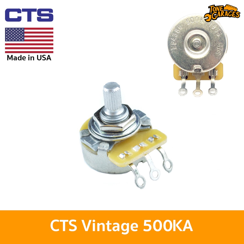 CTS Pot Split Shaft Vintage ก้นบุ๋ม 500KA (Tone/Volume)