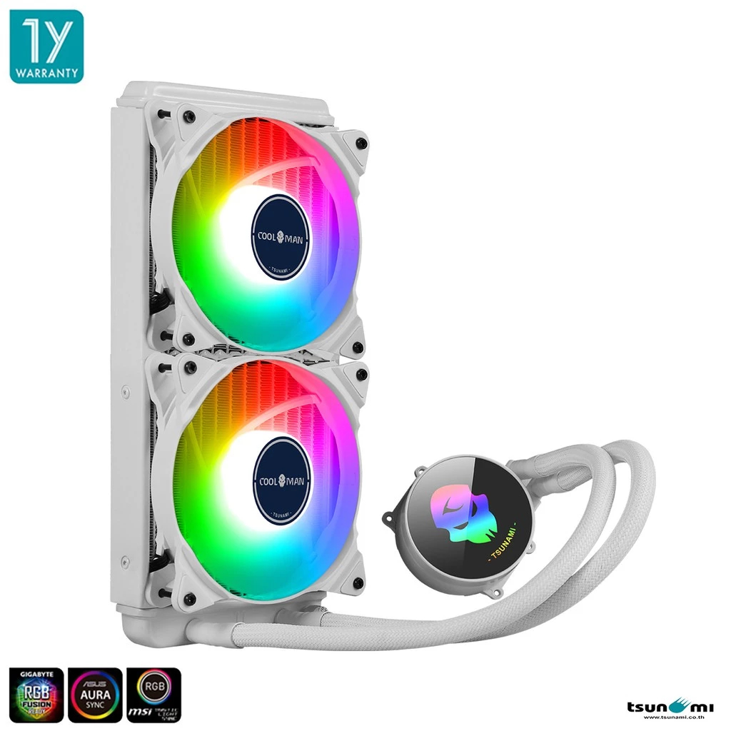ชุดน้ำปิด 2 ตอน Tsunami Coolman CM-240 ARGB CPU Cooler for AMD All Socket & Intel 115x Multi Platfor