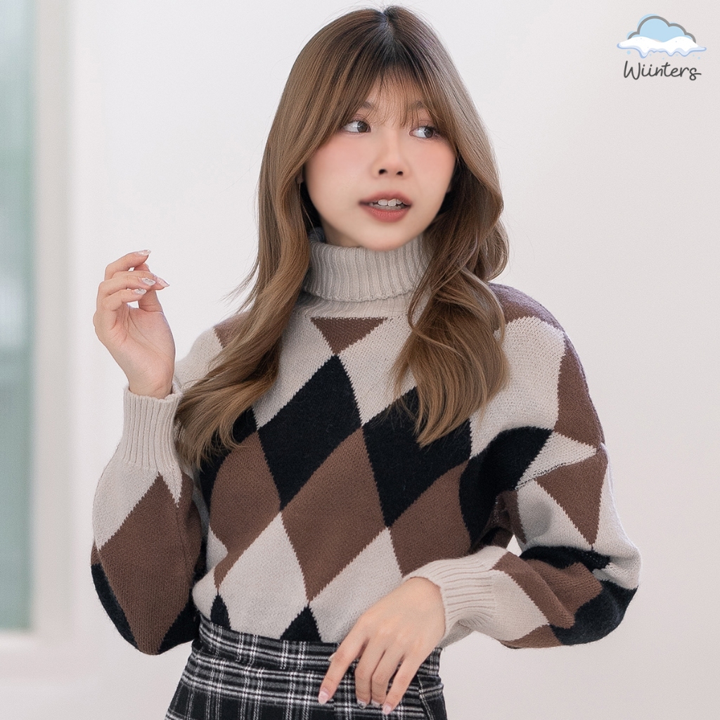 [ Serene Sweater ] 3 สี I เสื้อไหมพรมคอเต่า เสื้อคอเต่า สเวตเตอร์ไหมพรม ลายสก็อต