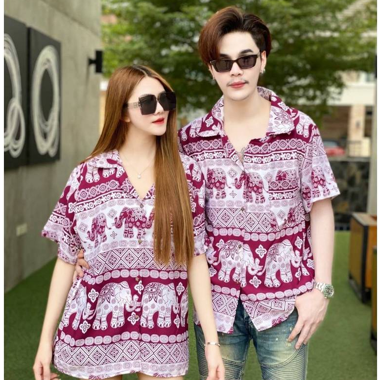 เสื้อฮาวายลายช้างวินเทจสุดฮิตฟรีไซส์อก44"ยาว27" ใส่สงกรานต์ได้ทั้งชายหญิง ตัวล่ะ 169 บาทเท่านั้น