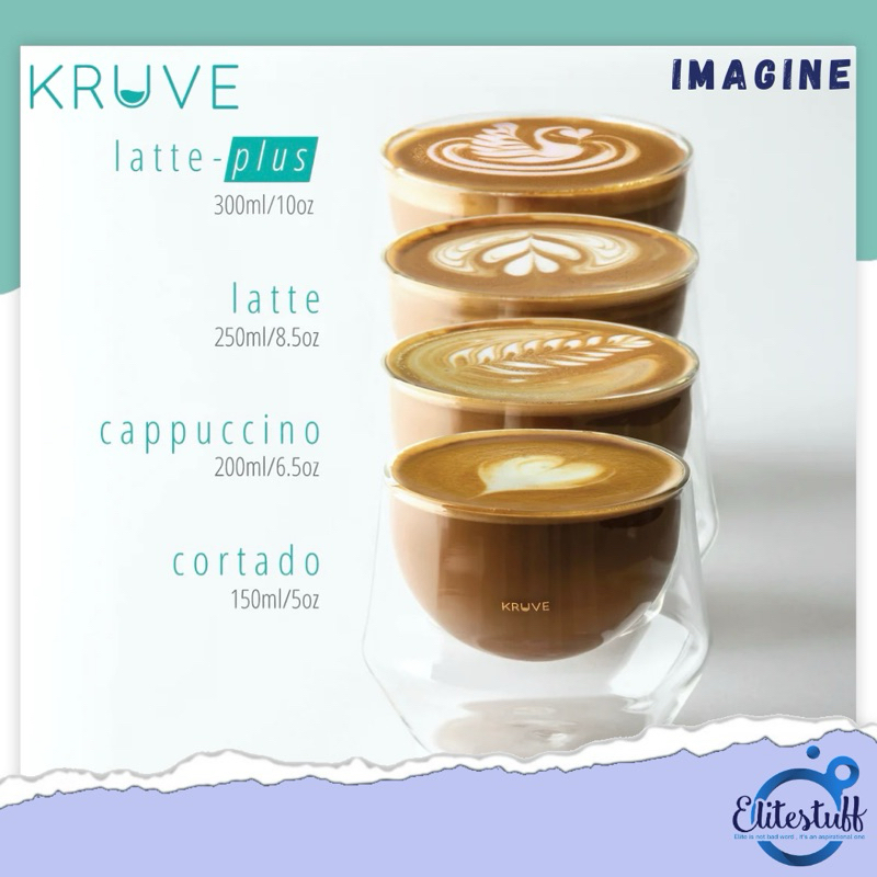 KRUVE IMAGINE Milk Glasses ชุดแก้ว Latte/Cortado ขนาด 150, 250, 300 ml.