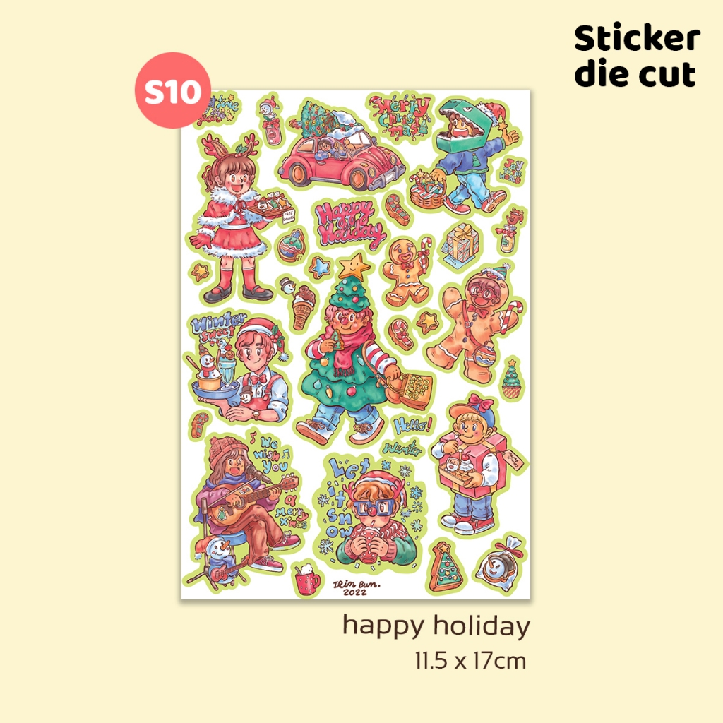 Sticker Happy Holiday สติ๊กเกอร์กันน้ำ (11.5*17cm)