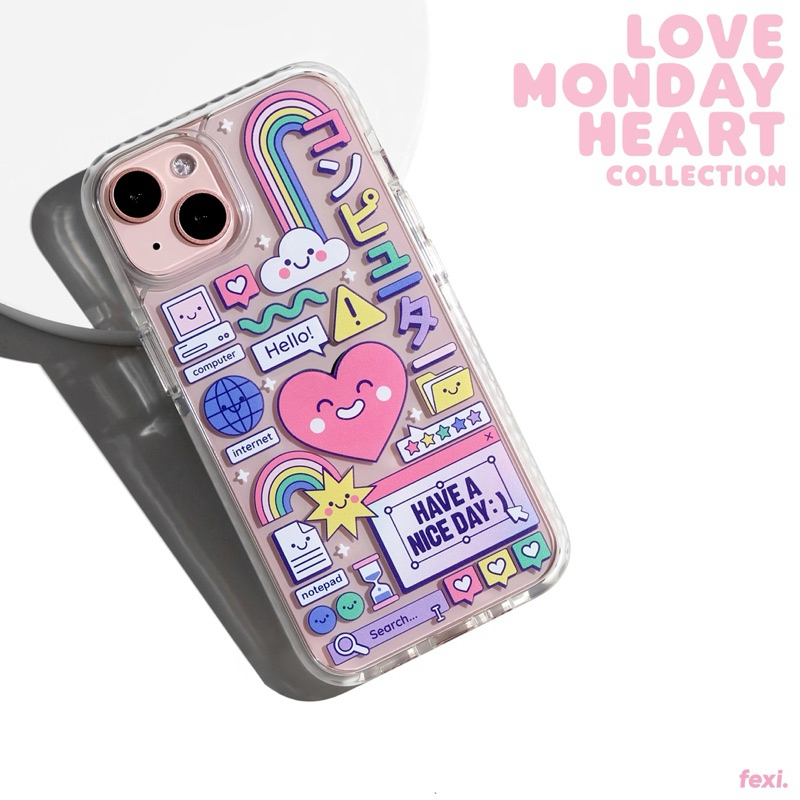เคสไอโฟน ((สั่งทำชื่อได้)) “ Love Monday Heart “ iPhone Case for 12 - 16 series & Samsung S24 series.