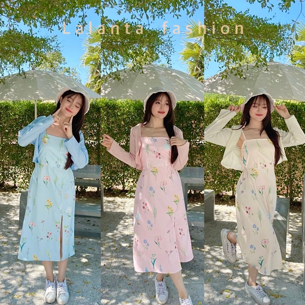 # พร้อมส่งจากไทย # เซต 2 ชิ้น # เดรส # ชุดเซต # เสื้อผ้าแฟชั่น
