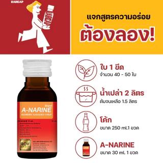 !!ขายดี ต้องลอง!! A-narine เอนารีน น้ำหวานเข้มข้นรสราสเบอร์รี่ 30 ml น้ำหวานเข้มข้น น้ำเชื่อม -1 ขวด