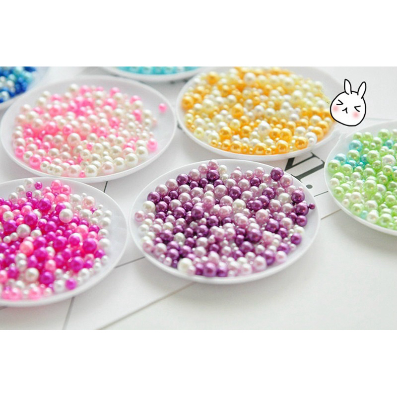 ลูกปัดมุก ไม่มีรู คละขนาด 2.5-5mm มุก ตกแต่งเคส รูปที่ 4