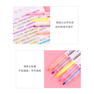 🔥พร้อมส่งในไทย🔥ปากกาไฮไลท์ 6 สี มี 2 หัว ปากกาเน้นข้อความ (Highlighter)