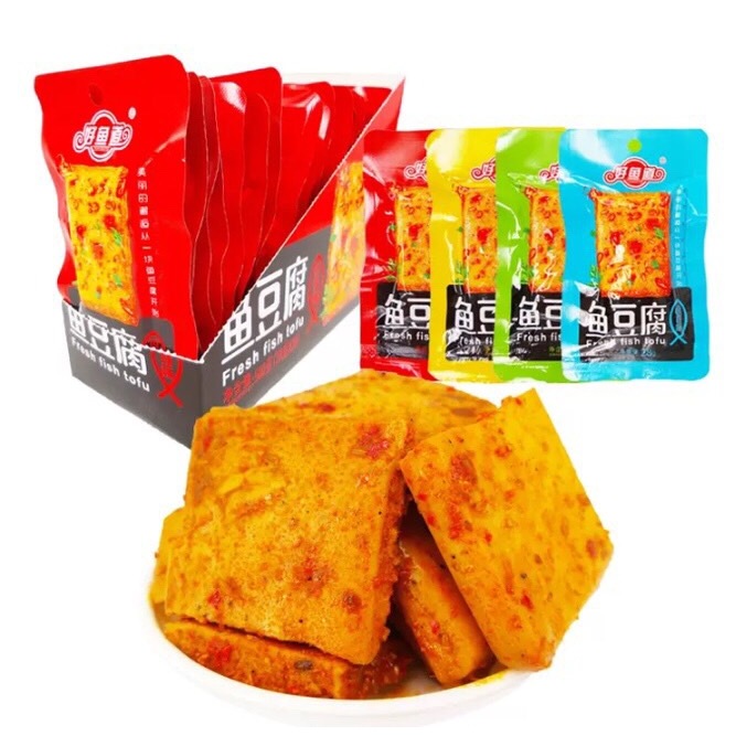 เต้าหู้ปลารสหม่าล่า อร่อย หอมเครื่องเทศ เผ็ดชาเบาๆ 25g 鱼豆腐 พร้อมส่ง