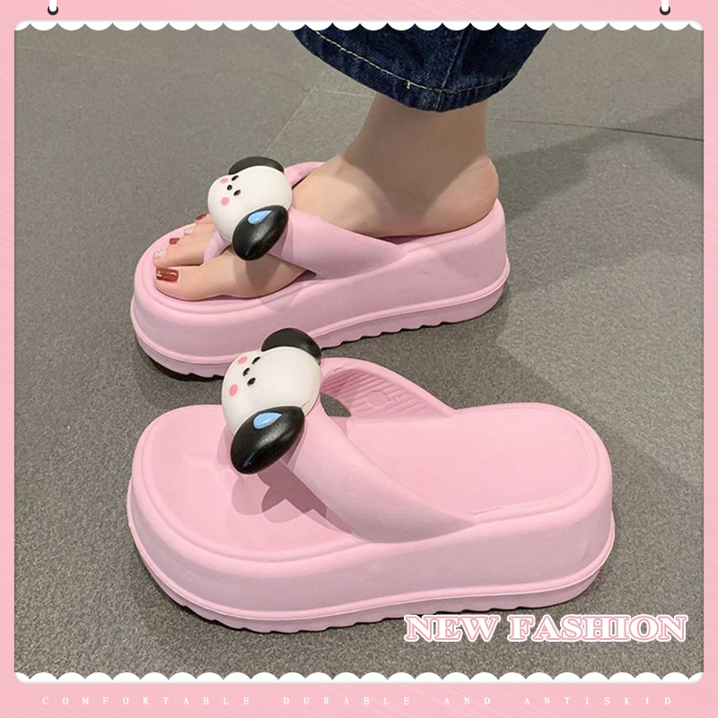 LxShop สาวๆห้ามพลาด รองเท้าแตะหูหนีบเสริมส้นดีไซน์แฟชั่น รุ่นนี้เสริมความสูงให้ถึง2นิ้ว แถมตัวติดน้องหมา