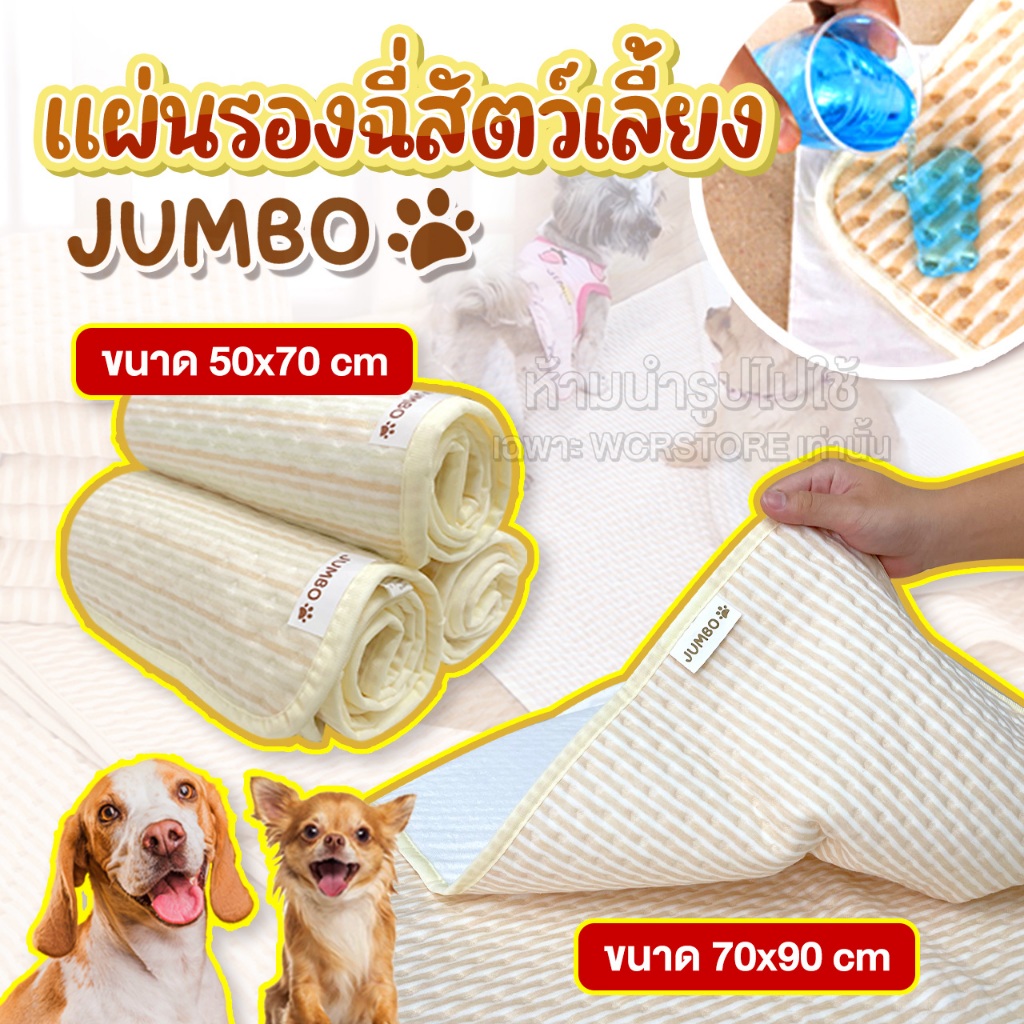 Jumbo แผ่นรองฉี่สุนัข แผ่นรองฉี่สัตว์เลี้ยง ผ้ารองฉี่สุนัข แบบซักได้ กลับมาใช้ซ้ำได้ ซึมซับได้ดี ไม่