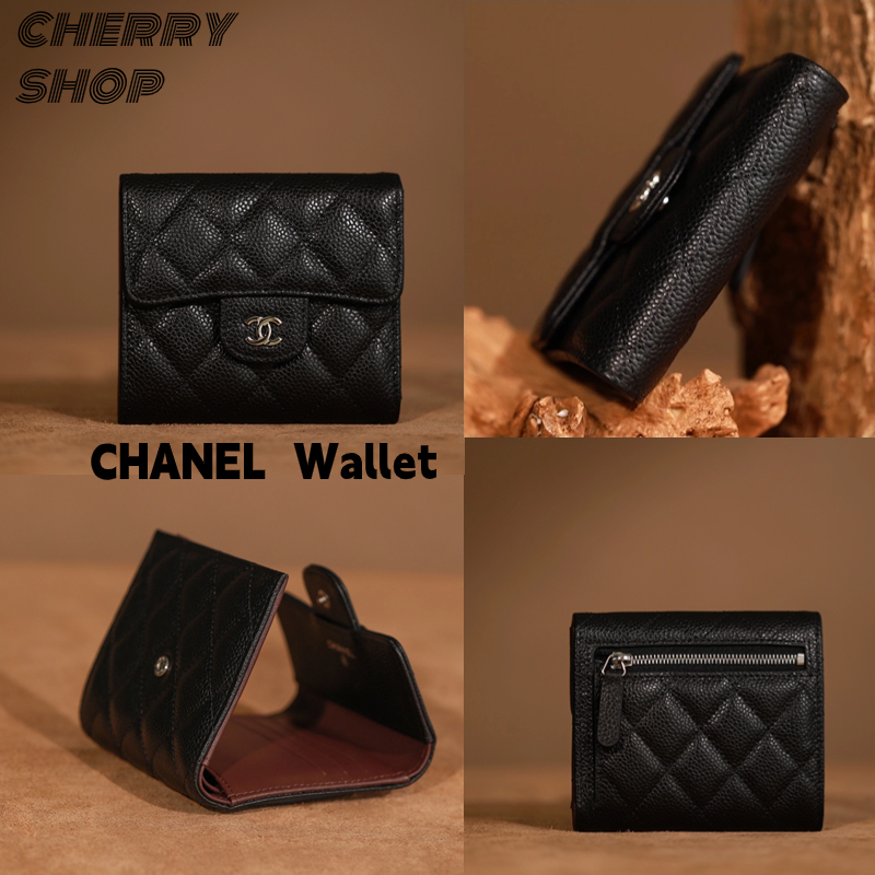 🍒💯ชาแนล Chanel CF Short Wallet กระเป๋าสตางค์สามพับ Card Holder Coin Wallet🍒กระเป๋าสตางค์ผู้หญิง