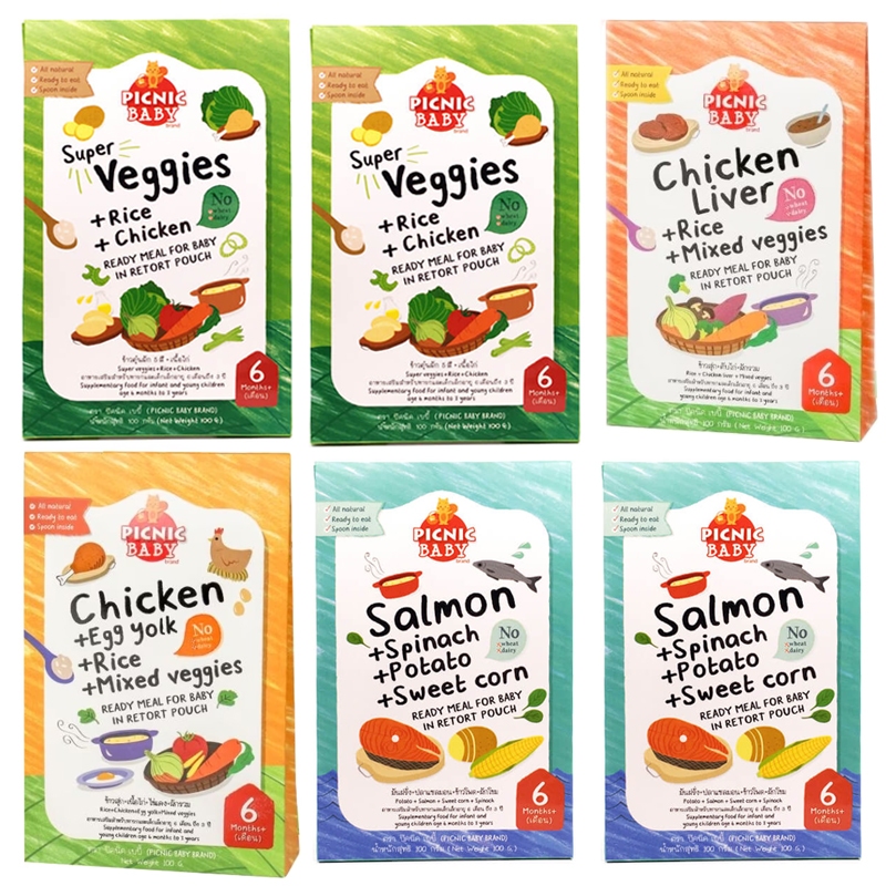 Picnicbaby สูตรสำหรับเด็ก 10เดือน บดหยาบ คละรสชาติได้  x 6 กล่อง