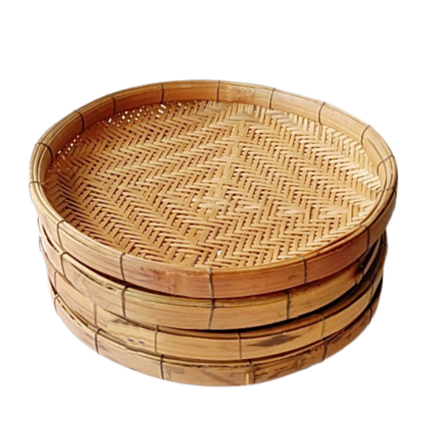 กระด้งสานไม้ไผ่ ทรงกลม 6-12นิ้ว (คละแบบ/ลาย) กระด้งตากปลา สำหรับตากของแห้ง bamboo basket กระโล่ กระด้งกลม ผัดไทยถาด