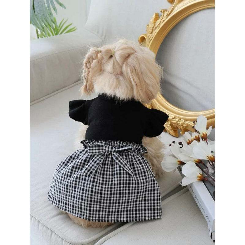 ลดทั้งร้าน!! พร้อมส่ง เดรสสุนัขน่ารักมาก กระโปรงลายตาราง ใส่แล้วคิ้วสุดๆ น้องแมวก็ใส่ได้น้า