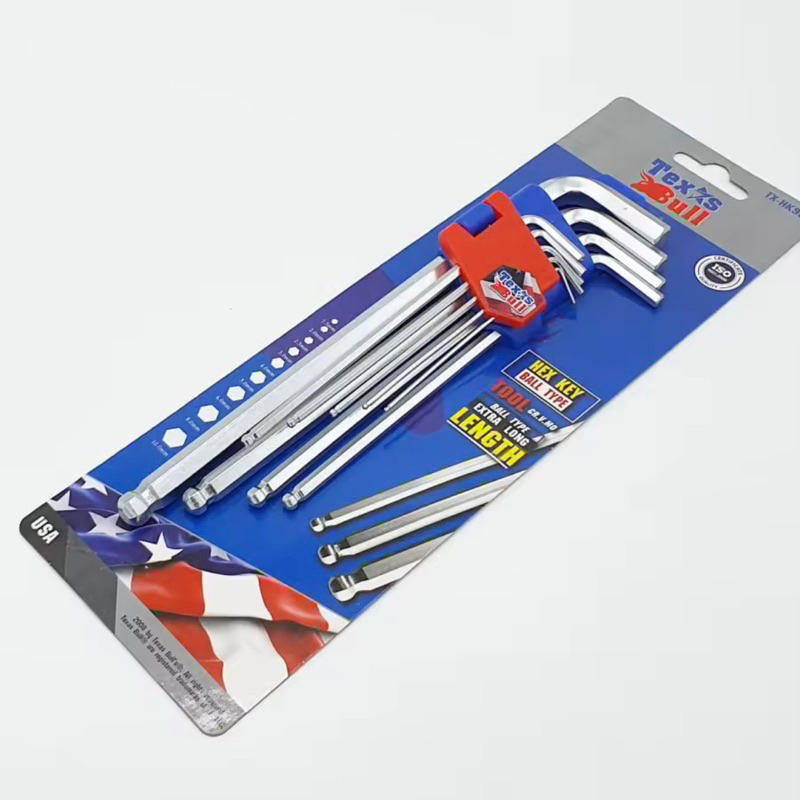 Texus bull🇺🇸 ประแจหกเหลี่ยมเท็กซัสบูล 9 ตัวชุด หัวบอล/มิล