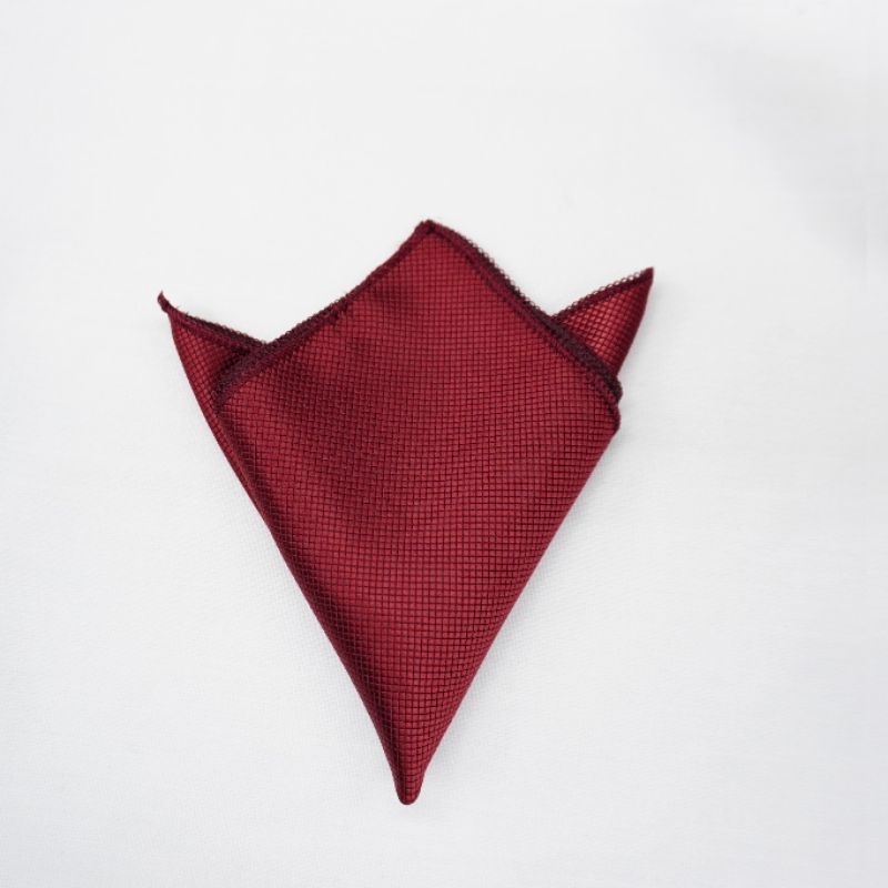 ผ้าเช็ดหน้าสูทModern Gridสีเบอร์กันดี