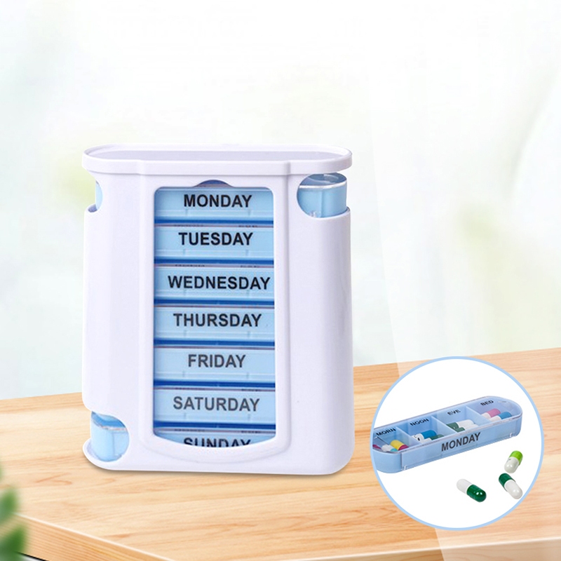 7 Days Medicine Pill Container Medical Pill Box 28 Grids Weekly Pill Case Storage Box Travel Medicin