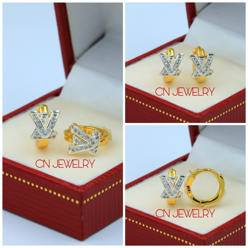 [⚡️ลดเพิ่ม 30% เก็บโค้ดหน้าร้าน] 1คู่ ต่างหูห่วง LV (วัสดุอย่างดี ไม่ลอกดำ แพ้ง่ายใส่ได้) CN Jewelry