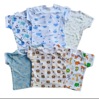 *แพ็ค3ตัว* เสื้อแขนสั้นเด็ก 3-9เดือนและ1,2,3ขวบ แบบสวมหัว ผ้าคอตตอน100%
